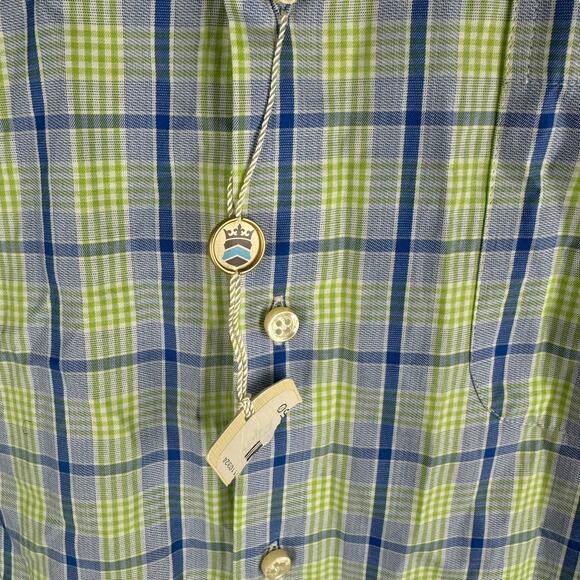 New Peter Millar Long Sleeve Button Up Shirt Check Pattern Green Size M - Picture 5 of 7